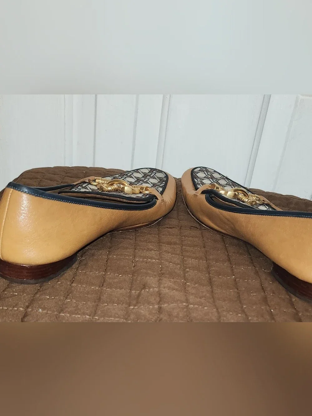 Tory Burch Gemini Link Women’s Size 11 M Tan Leather Monogram Loafers Flats